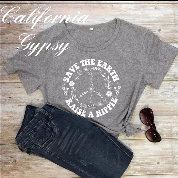 Save The Earth Raise A Hippie Peace Sign T-shirt - Picture 4 of 5